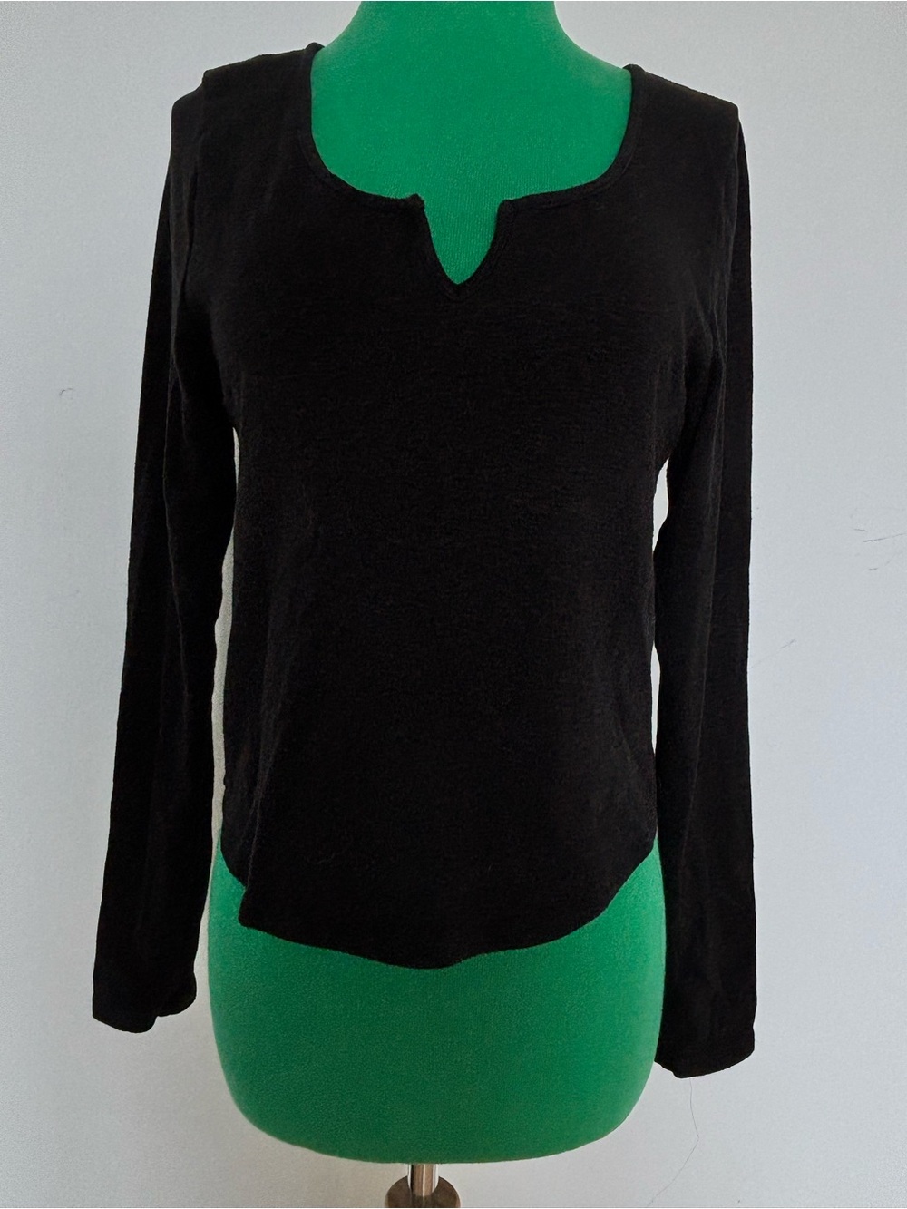Madewell Black Long-Sleeve Notch-Neck Tee